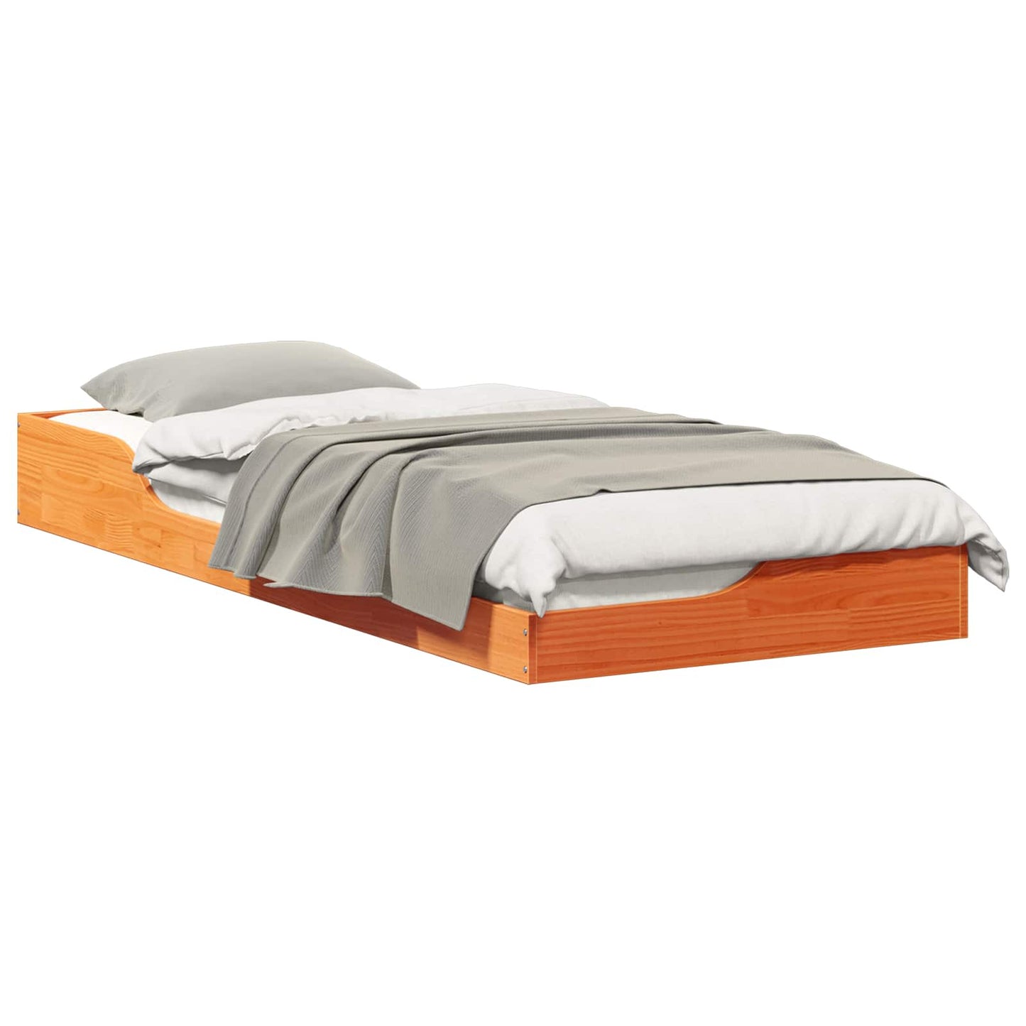 Bed Frame Wax Brown 90 x 220 cm Solid Pine Wood