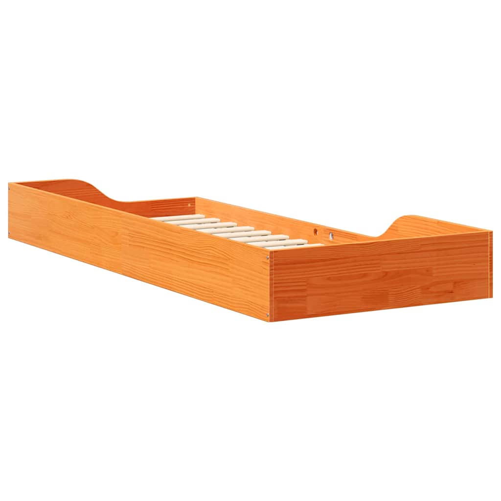 Bed Frame Wax Brown 90 x 220 cm Solid Pine Wood
