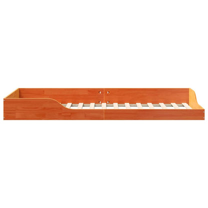 Bed Frame Wax Brown 90 x 220 cm Solid Pine Wood