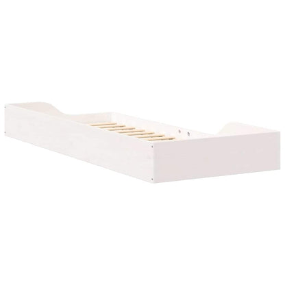 Bed Frame White 100 x 220 cm Solid Pine Wood
