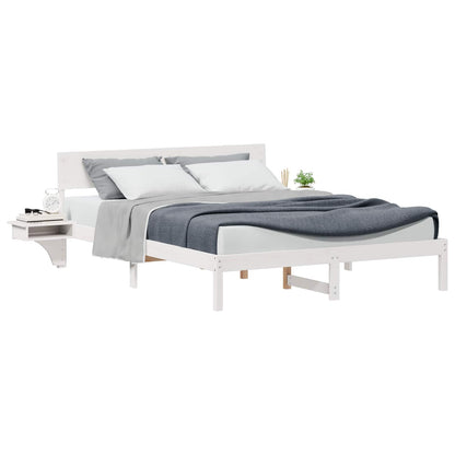 Bed Frame with Headboard White 160 x 200 cm Solid Pine Wood