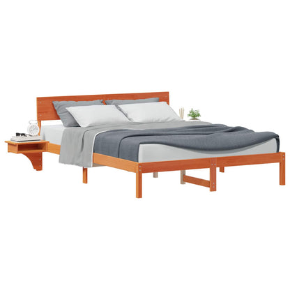 Bed Frame with Headboard Wax Brown 160 x 200 cm Solid Pine Wood