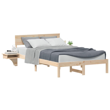 Bed Frame with Headboard Brown 140 x 200 cm Solid Pine Wood