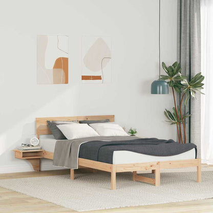 Bed Frame with Bedside Tables Brown Solid pine wood