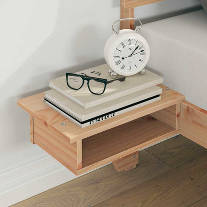 Bed Frame with Bedside Tables Brown Solid pine wood