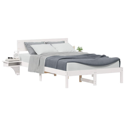 Bed Frame with Headboard White 135 x 190 cm Solid Pine Wood