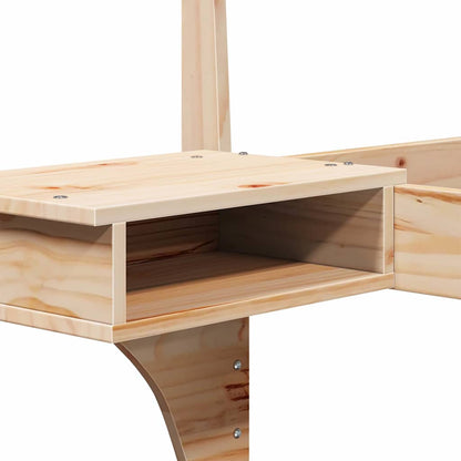 Bed Frame with Bedside Tables Brown Solid pine wood