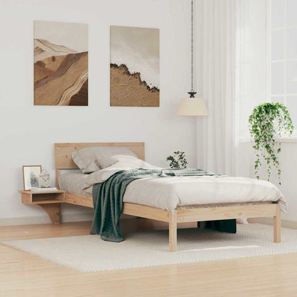 Bed Frame with Bedside Tables Brown Solid pine wood