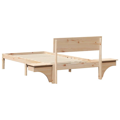 Bed Frame with Bedside Tables Brown Solid pine wood