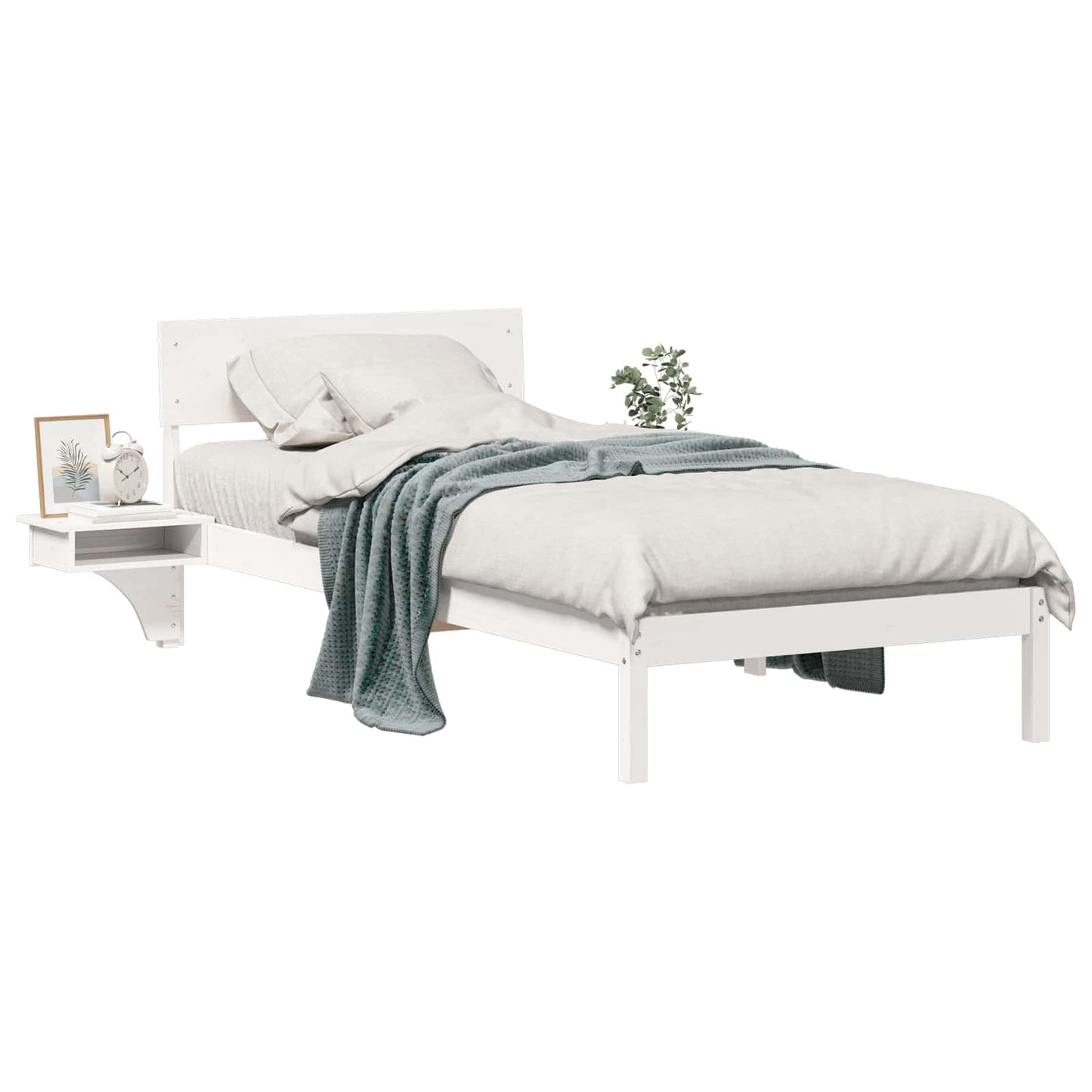 Bed Frame with Headboard White 90 x 190 cm Solid Pine Wood