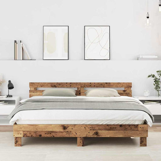 Bed Frame Old Wood 203 x 185 x 70 cm Engineered Wood