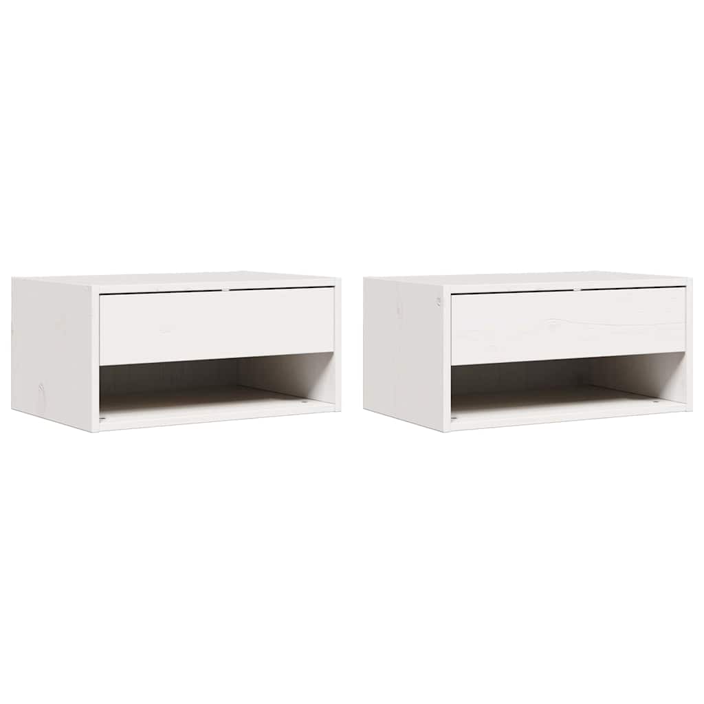 Bedside Table 2 pcs White 50 x 32.5 x 24 cm Solid pine wood