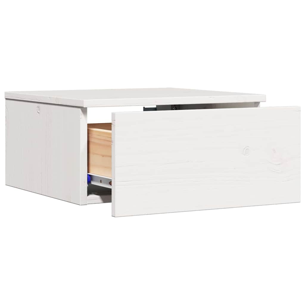 Bedside Table White 37 x 35 x 18.5 cm Solid pine wood