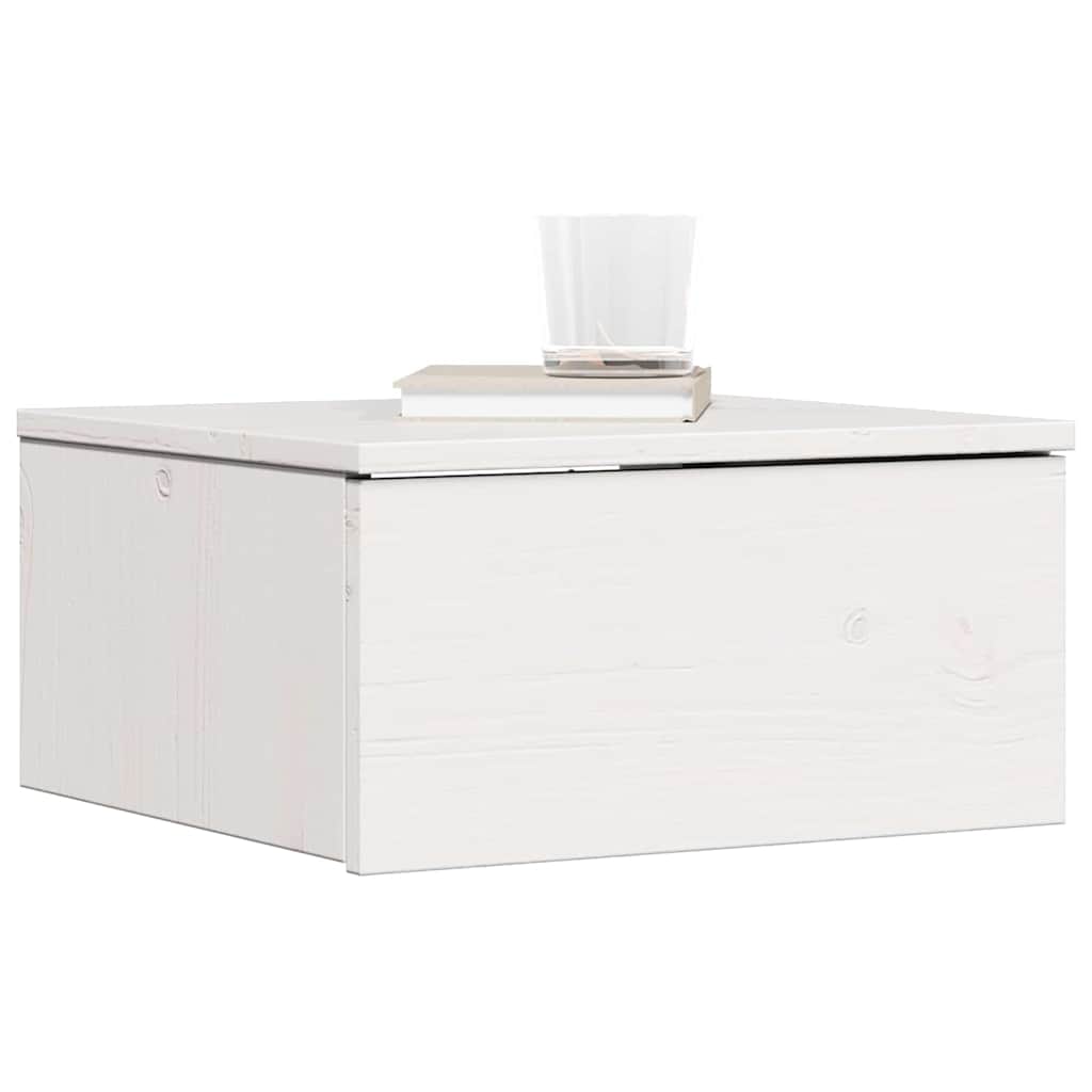 Bedside Table White 37 x 35 x 18.5 cm Solid pine wood
