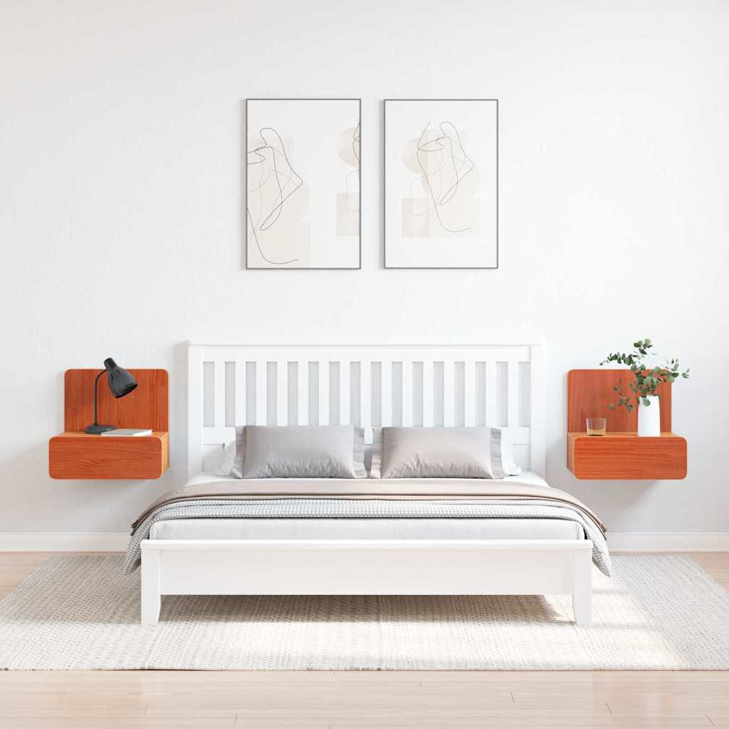 Bedside Table 2 pcs Wax Brown 44 x 32.5 x 40 cm Solid pine wood