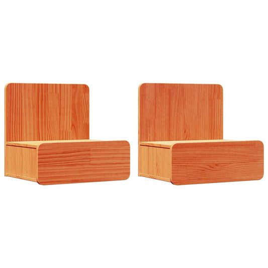 Bedside Table 2 pcs Wax Brown 44 x 32.5 x 40 cm Solid pine wood