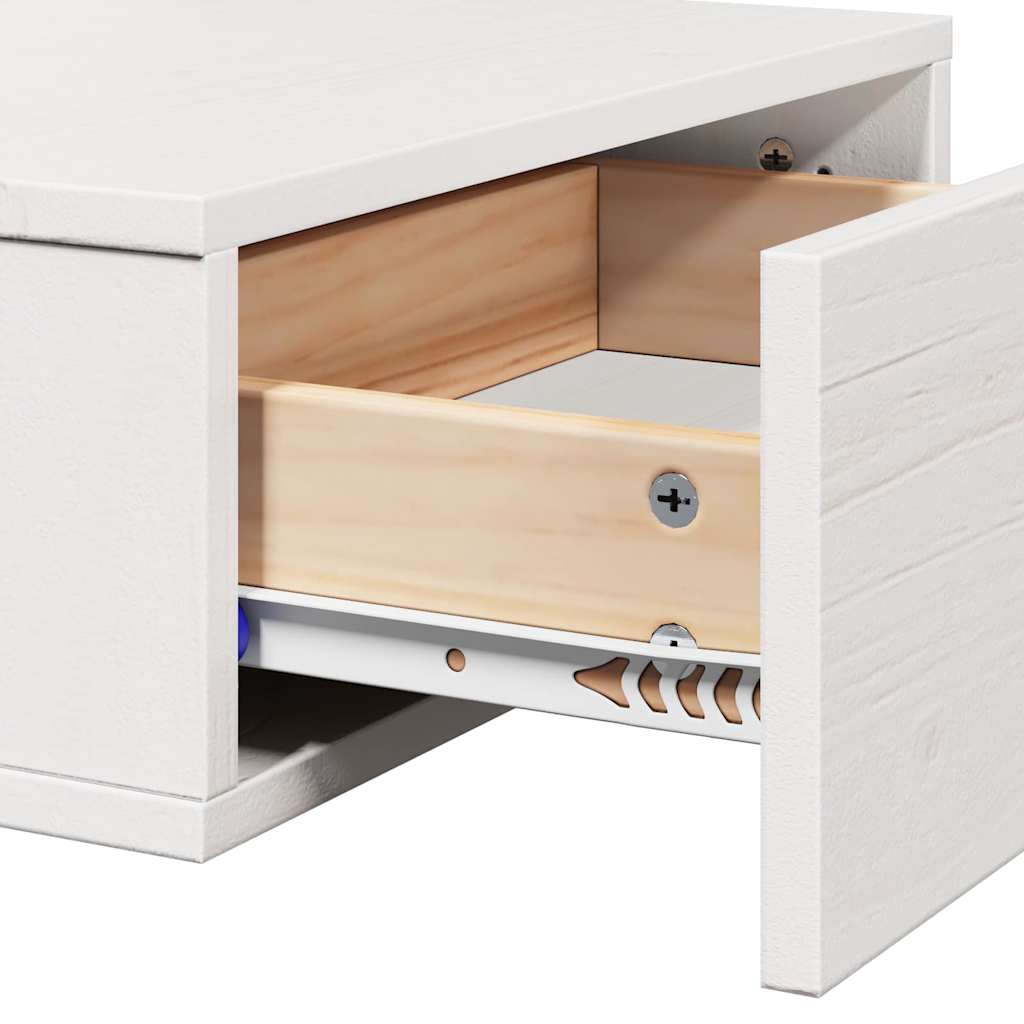 Bedside Table White 42 x 32.5 x 40 cm Solid pine wood