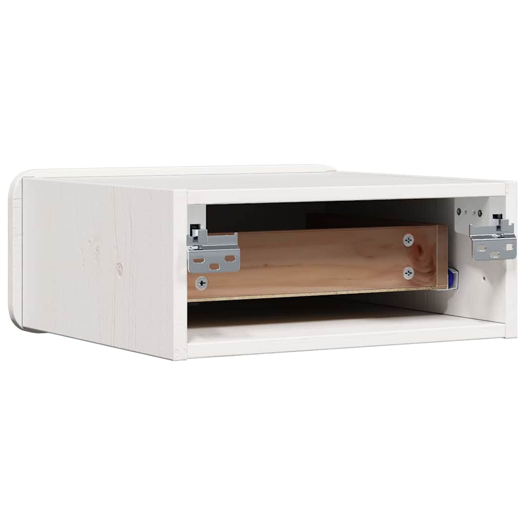 Bedside Table White 39 x 34 x 16.5 cm Solid pine wood
