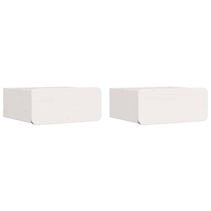 Bedside Table 2 pcs White 39 x 34 x 16.5 cm Solid pine wood