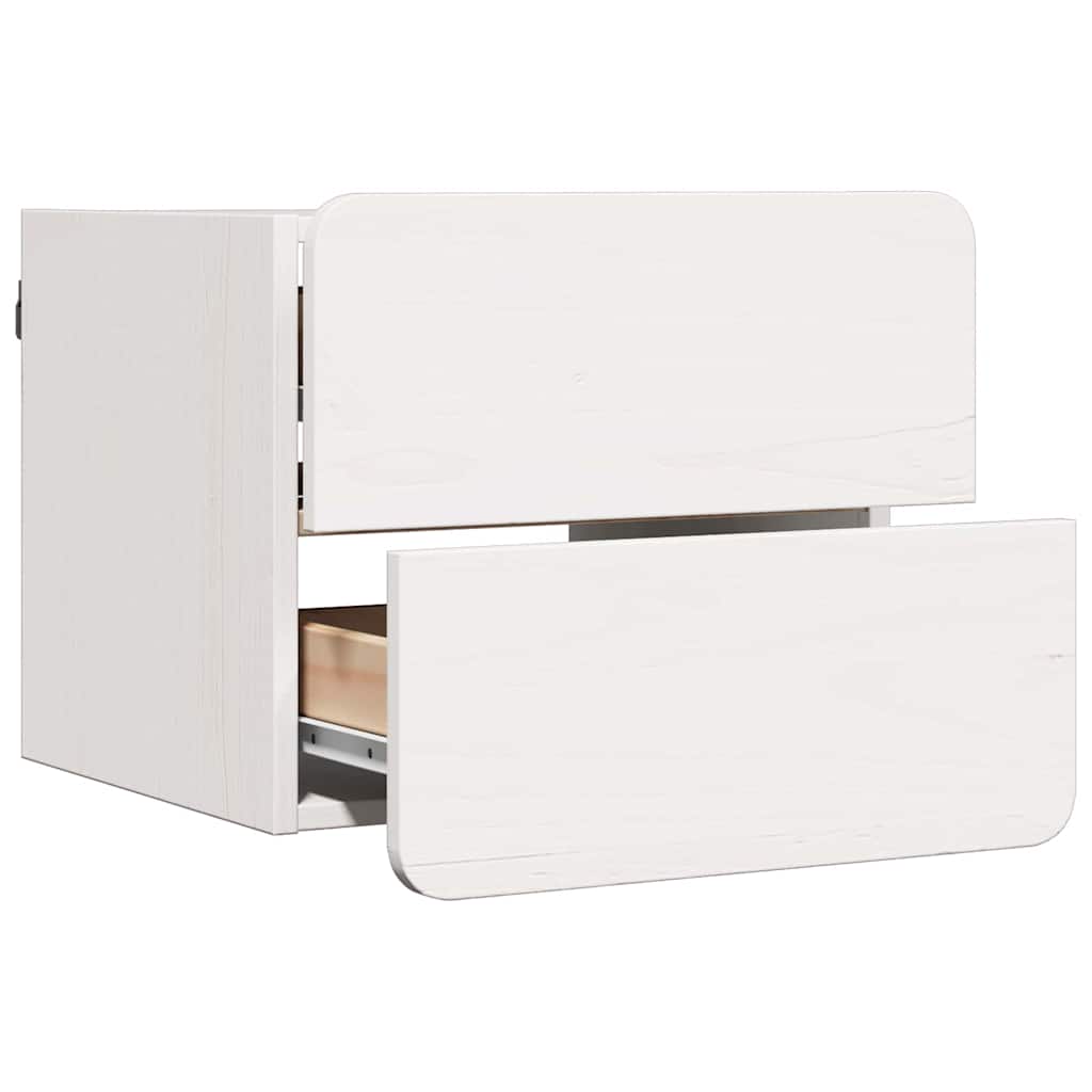 Bedside Table 2 pcs White 39 x 34 x 33 cm Solid pinewood
