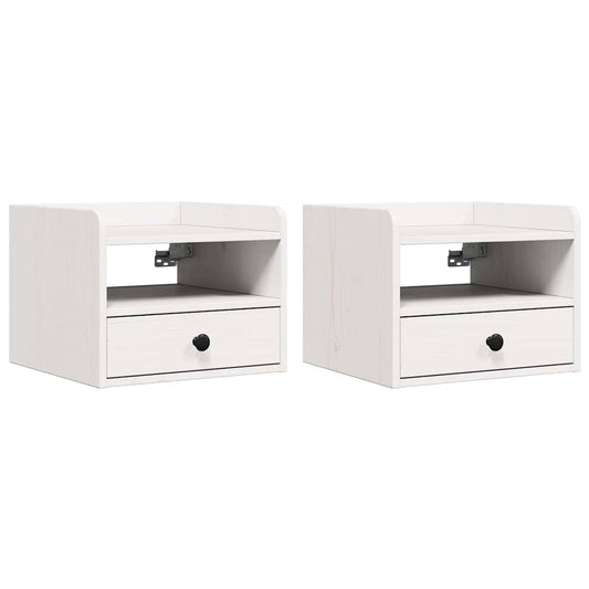 Bedside Table 2 pcs White 38 x 36 x 29.5 cm Solid pine wood