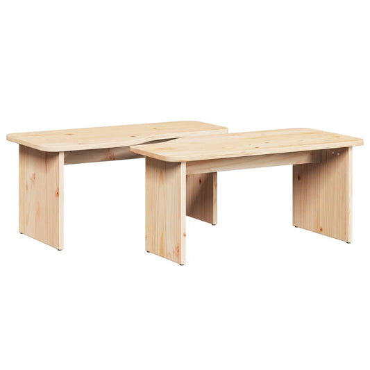 Coffee Table 2 pcs Natural 100 x 69 x 35.5 cm Solid pine wood