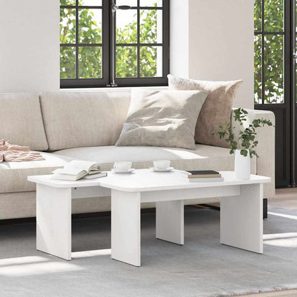 Coffee Table 2 pcs White Solid pine wood