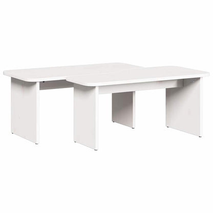 Coffee Table 2 pcs White Solid pine wood