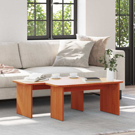 Coffee Table 2 pcs Wax Brown 100 x 69 x 35.5 cm Solid pine wood