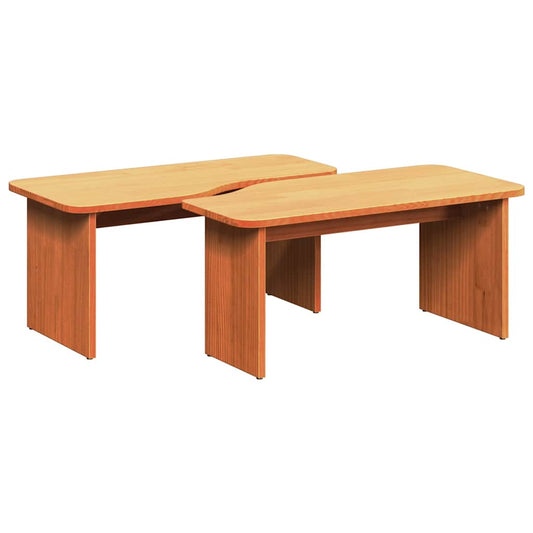 Coffee Table 2 pcs Wax Brown 100 x 69 x 35.5 cm Solid pine wood
