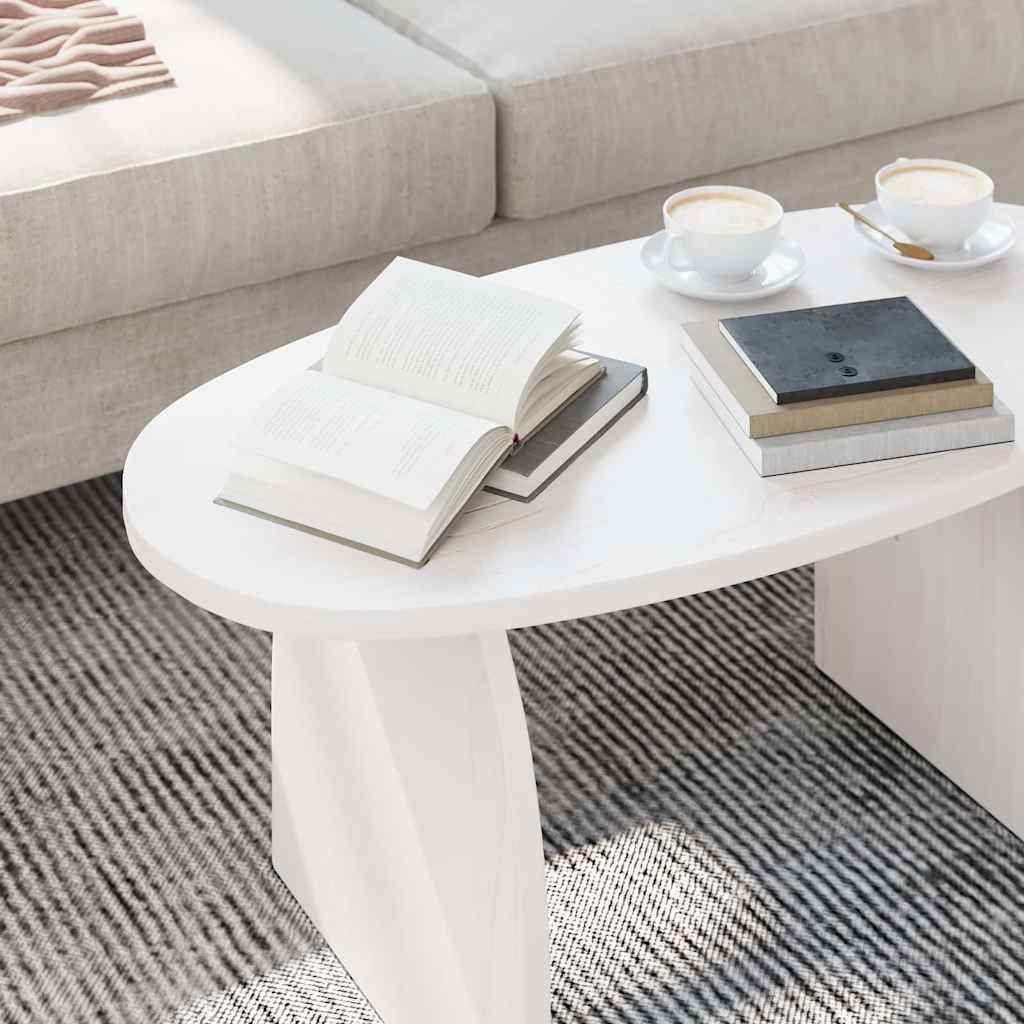 Coffee Table White 80 x 40 x 35 cm Solid Pine Wood
