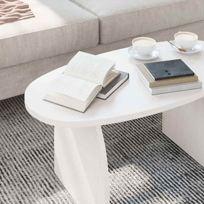 Coffee Table White 80 x 40 x 35 cm Solid Pine Wood