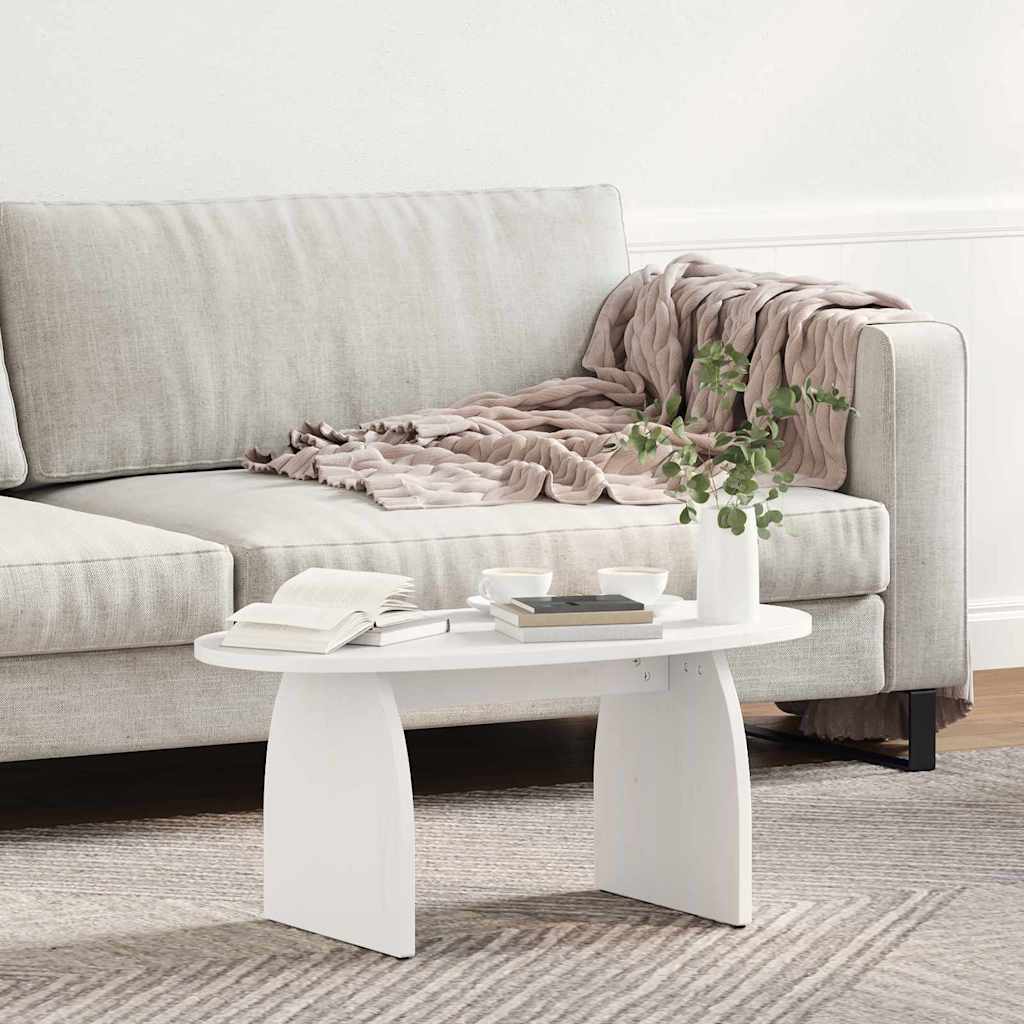Coffee Table White 80 x 40 x 35 cm Solid Pine Wood