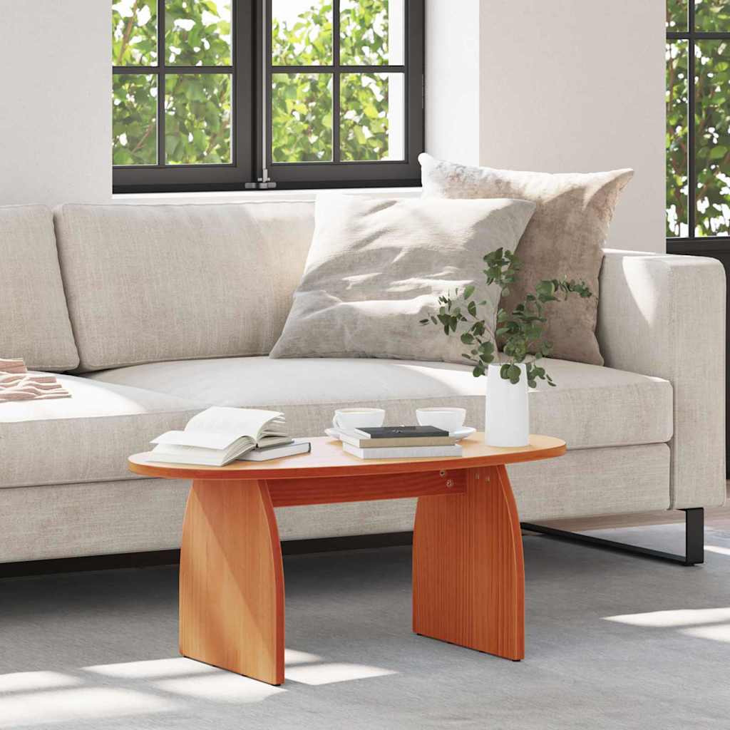 Coffee Table Wax Brown 80 x 40 x 35 cm Solid Pine Wood