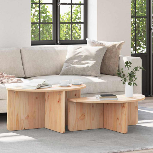 Coffee Table 2 pcs Natural 79 x 39.5 x 40 cm Solid pine wood