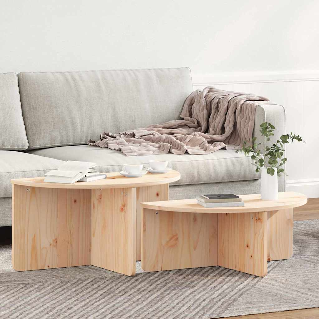 Coffee Table 2 pcs Natural 79 x 39.5 x 40 cm Solid pine wood