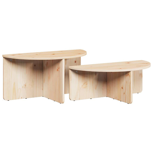 Coffee Table 2 pcs Natural 79 x 39.5 x 40 cm Solid pine wood