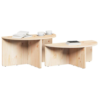 Coffee Table 2 pcs Natural 79 x 39.5 x 40 cm Solid pine wood