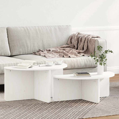 Coffee Table 2 pcs White 79 x 39.5 x 40 cm Solid pine wood
