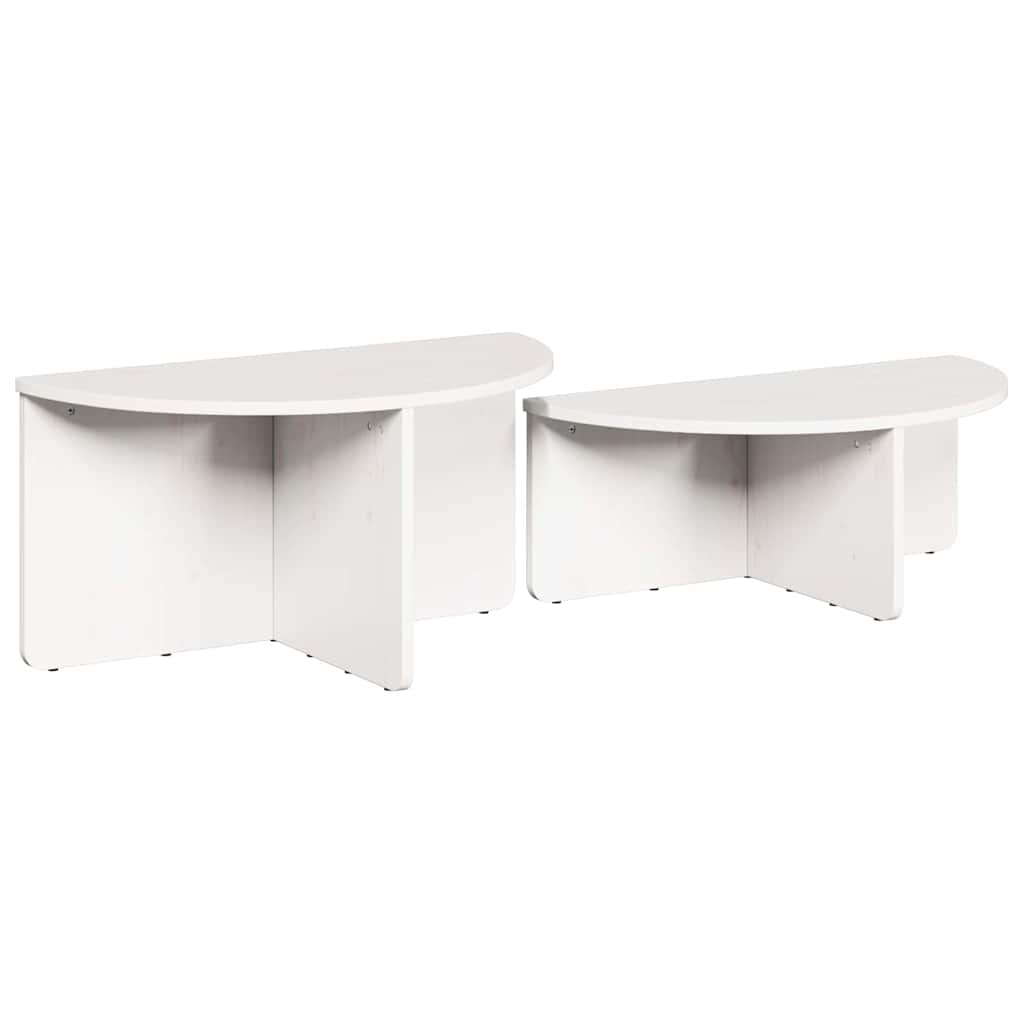 Coffee Table 2 pcs White 79 x 39.5 x 40 cm Solid pine wood