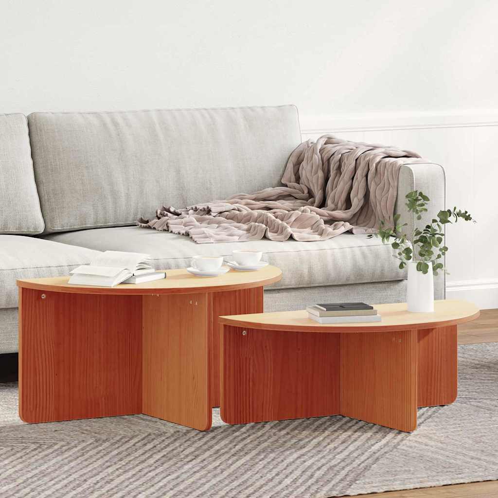 Coffee Table 2 pcs Wax brown 79 x 39.5 x 40 cm Solid pine wood