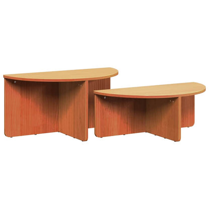 Coffee Table 2 pcs Wax brown 79 x 39.5 x 40 cm Solid pine wood