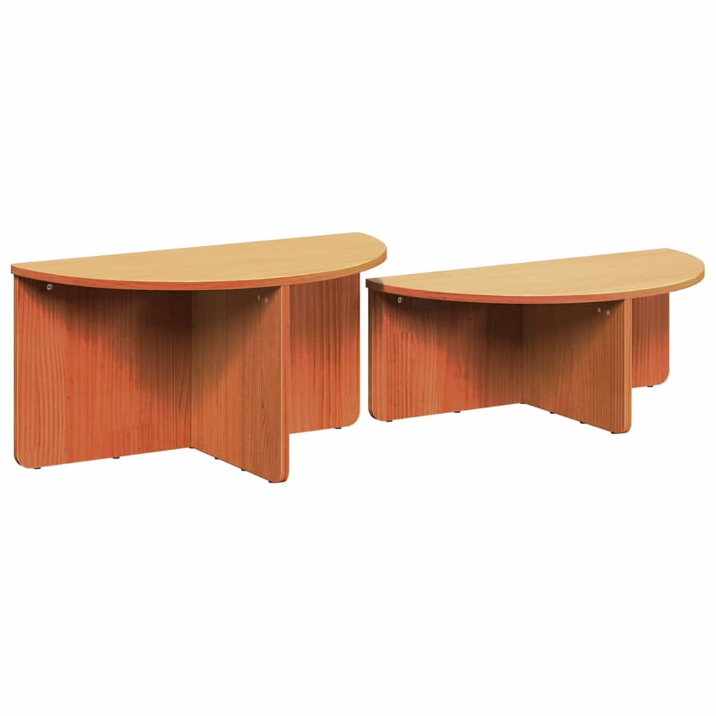 Coffee Table 2 pcs Wax brown 79 x 39.5 x 40 cm Solid pine wood