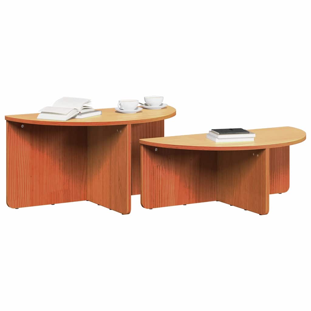 Coffee Table 2 pcs Wax brown 79 x 39.5 x 40 cm Solid pine wood