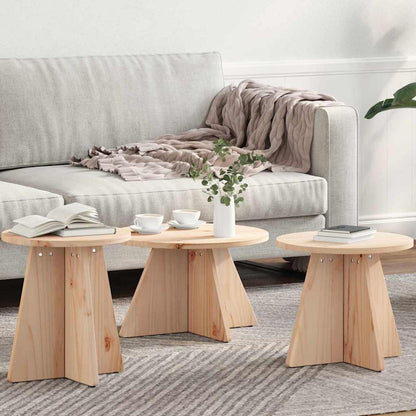 Coffee Table 3 pcs Natural 49 x 49 x 30 cm Solid pine wood