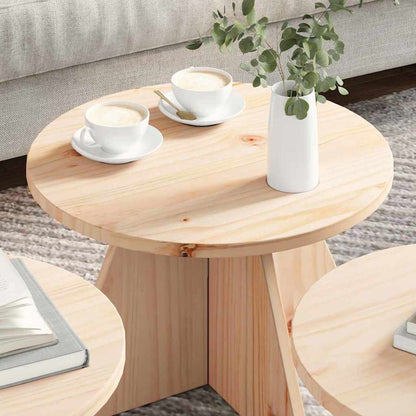 Coffee Table 3 pcs Natural 49 x 49 x 30 cm Solid pine wood