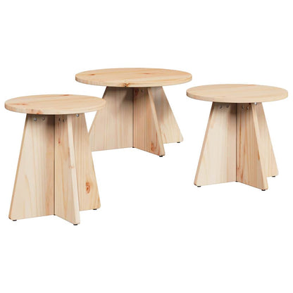 Coffee Table 3 pcs Natural 49 x 49 x 30 cm Solid pine wood