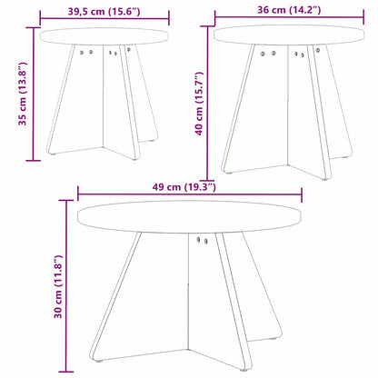Coffee Table 3 pcs Natural 49 x 49 x 30 cm Solid pine wood