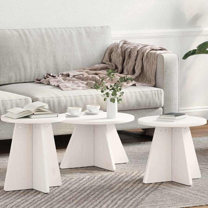 Coffee Table 3 pcs White 49 x 49 x 30 cm Solid pine wood