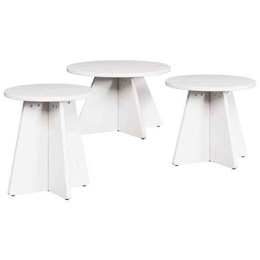 Coffee Table 3 pcs White 49 x 49 x 30 cm Solid pine wood